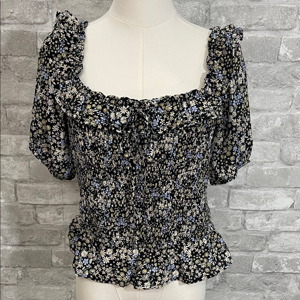 Heatherly Floral Emery Short Sleeve Smocked Top